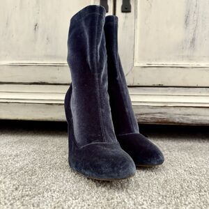 Sam Eldeman Blue Velvet Calexa Ankle Booties Heeled Boots Women’s Size 8.5